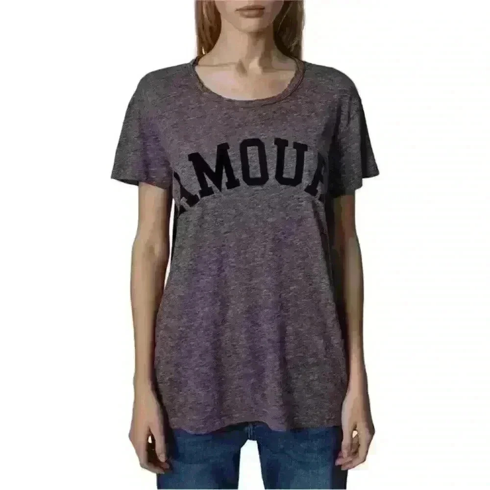 Zadig & Voltaire Heather Gray 'AMOUR' Short Sleeve Tee